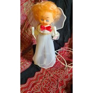 Vintage ANGEL 10 Light CHRISTMAS Tree Topper Ornament White 8" MCM WORKS